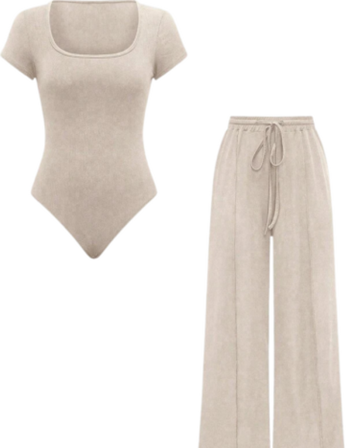 Kombiset „Pia“ mit Body und Hose in creme