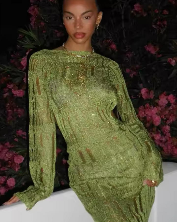 GeoGlam Maxi-Strickkleid in grün