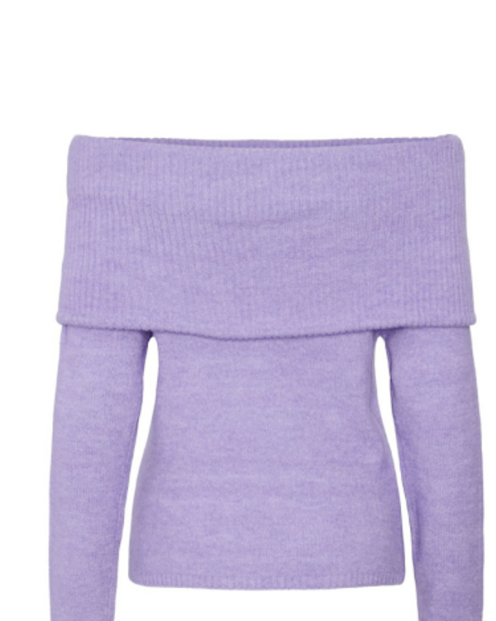 Off-Shoulder Pullover - weiß, schwarz, lavendel
