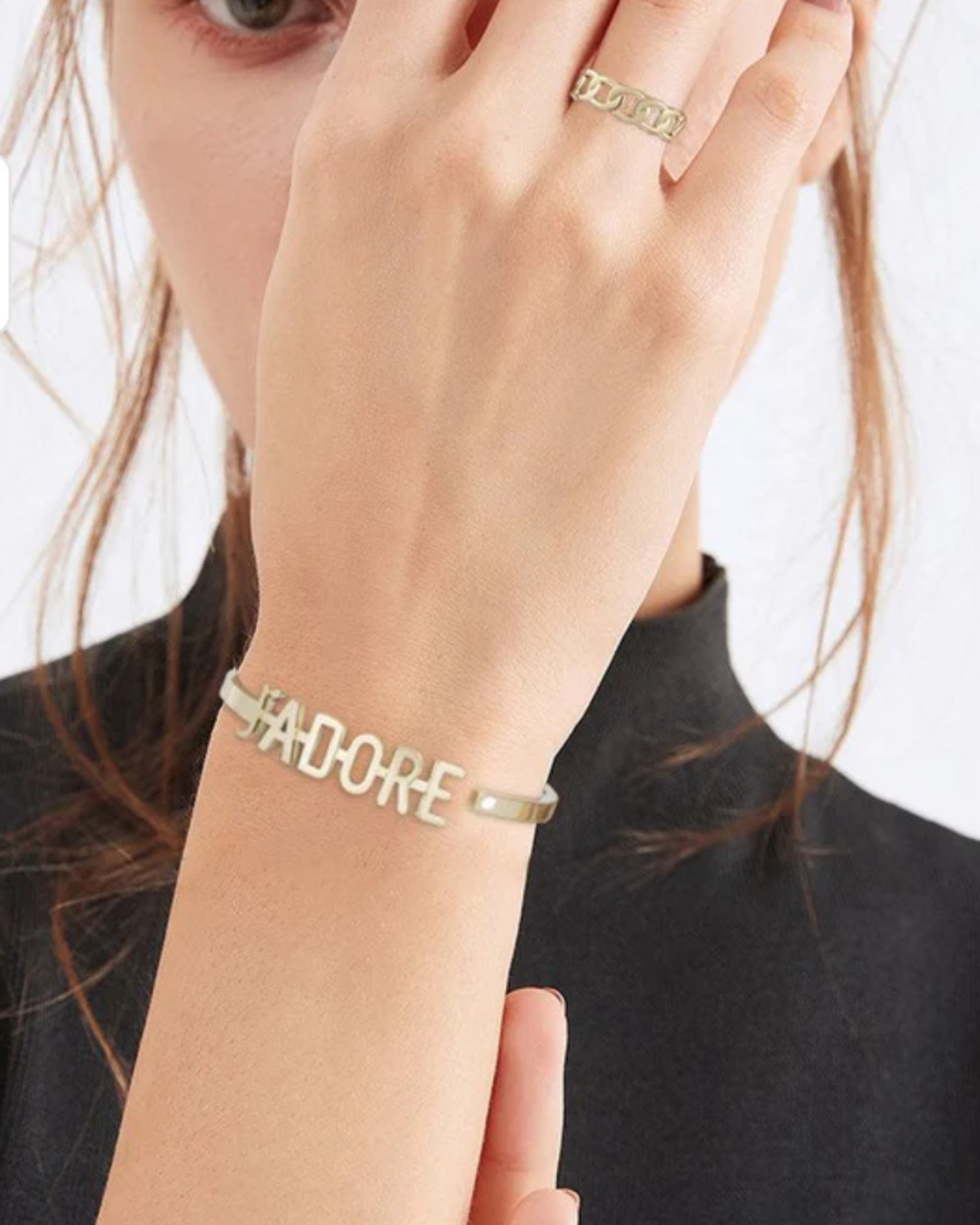 Edelstahl-Armband "J`ADORE" - gold, silber