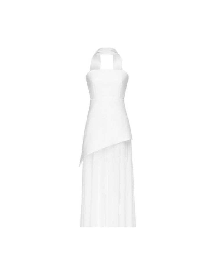 Abendkleid „AsymmetricGrace“ in rot, schwarz, weiß