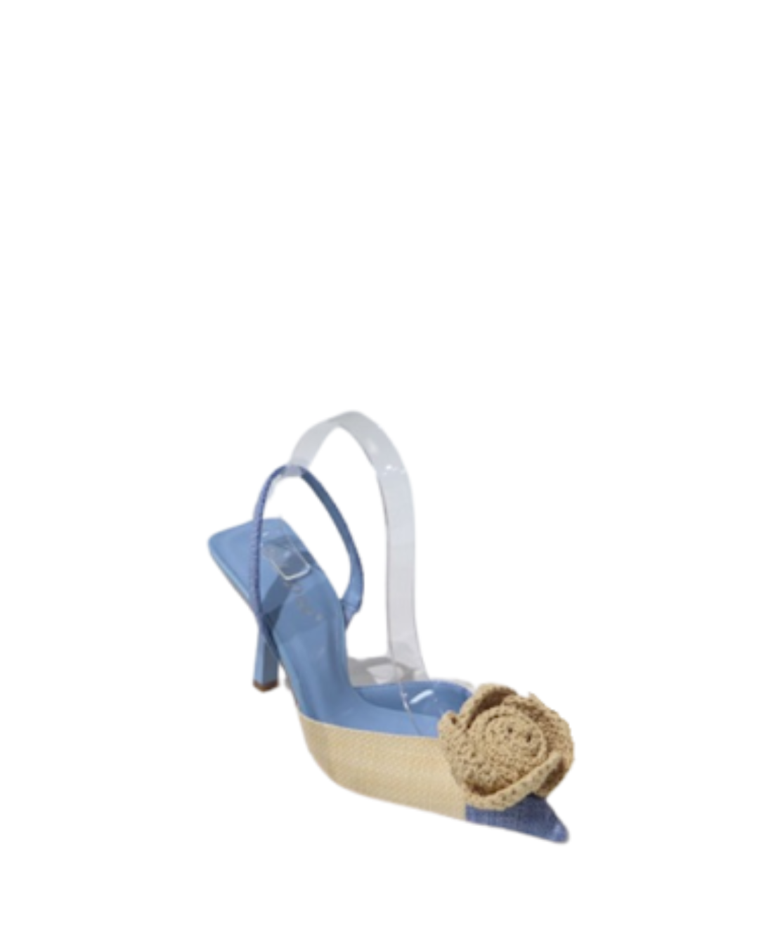 High Heels „Mara“ mit Stoffblume -braun, schwarz und blau