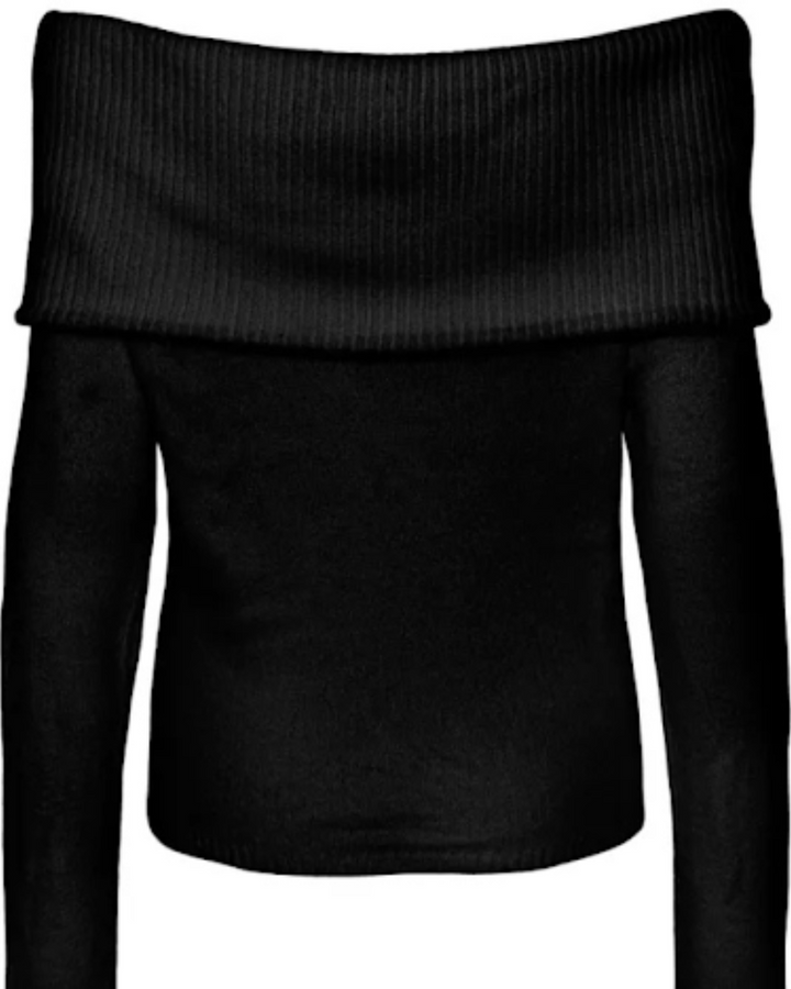 Off-Shoulder Pullover - weiß, schwarz, lavendel