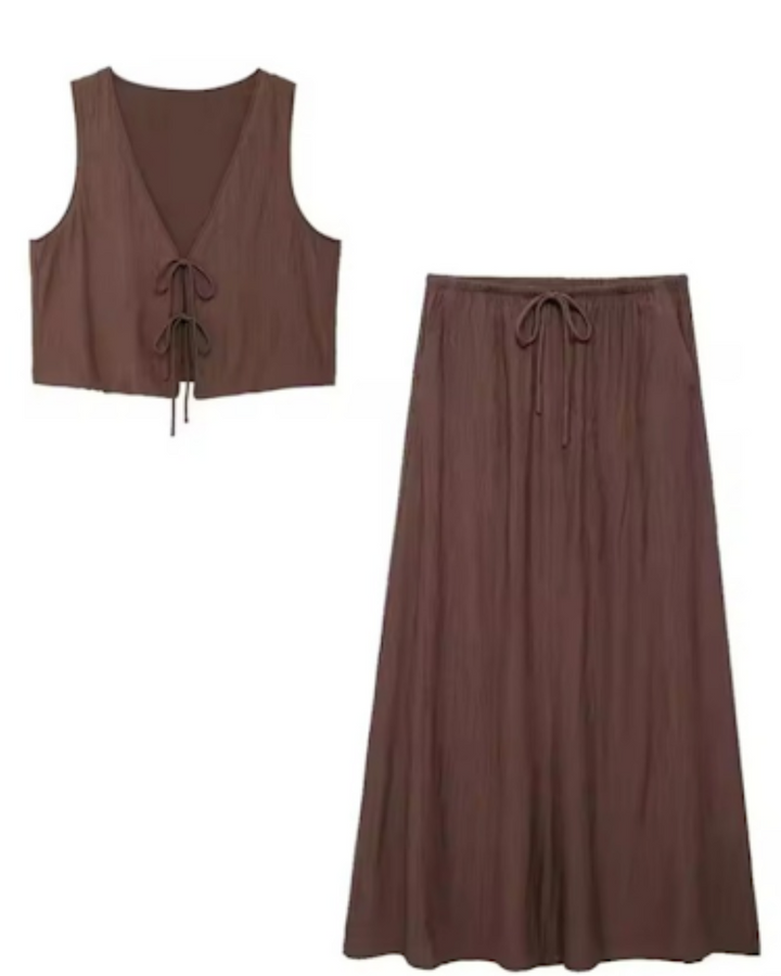 Zweiteiliges Set „EarthCharme“ in schwarz, beige und braun