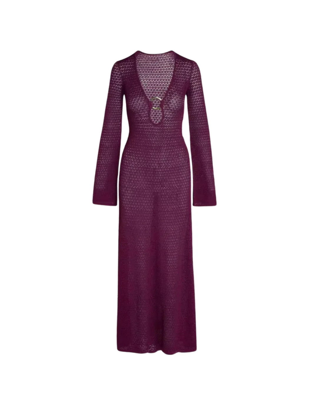 Häkelkleid „Mara“ mit tiefem Ausschnitt - in lila und gelb