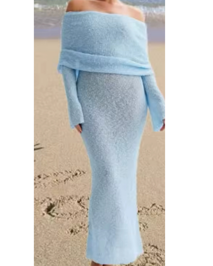 One-Shoulder Strickkleid
