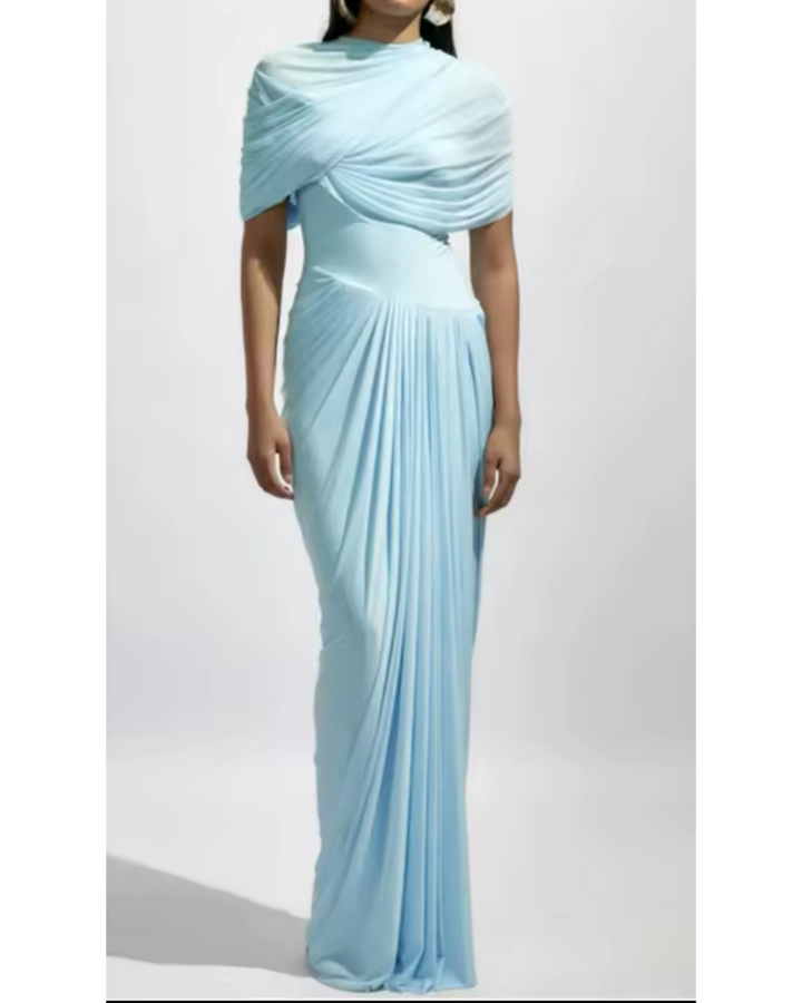 Bodenlanges Abendkleid „IceFlow“ in hellblau