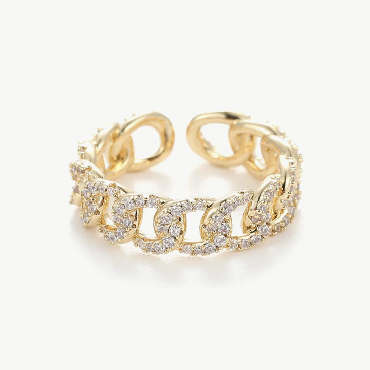 Edelstahl-Zirkonstein Ring "Berna" mit 14 k Vergoldung
