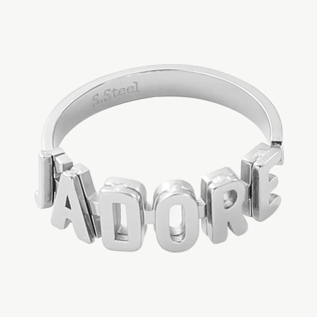 Edelstahl-Ring "J`ADORE" in gold und silber