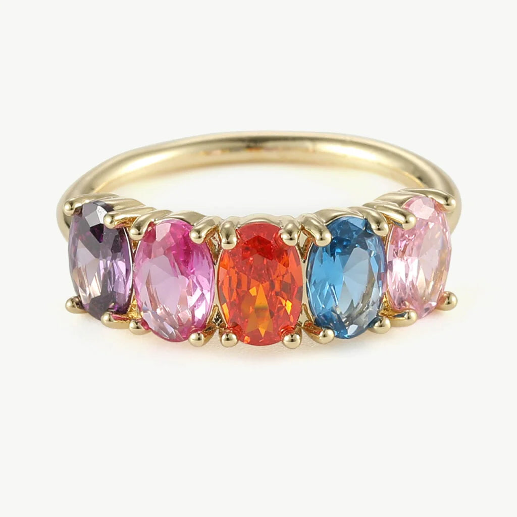 Zirkon-Kupferring "Emilia" - weiß, rosa, lila, bunt