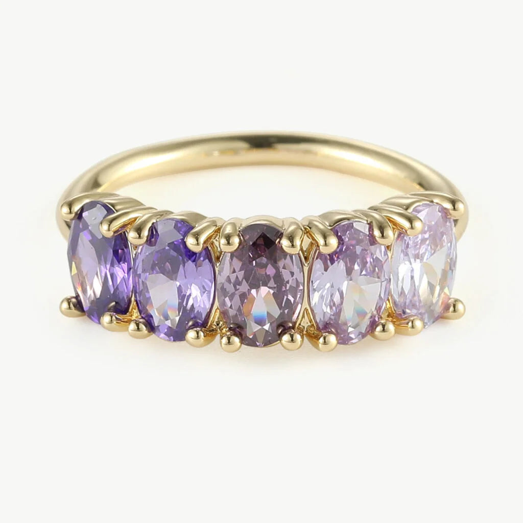 Zirkon-Kupferring "Emilia" - weiß, rosa, lila, bunt