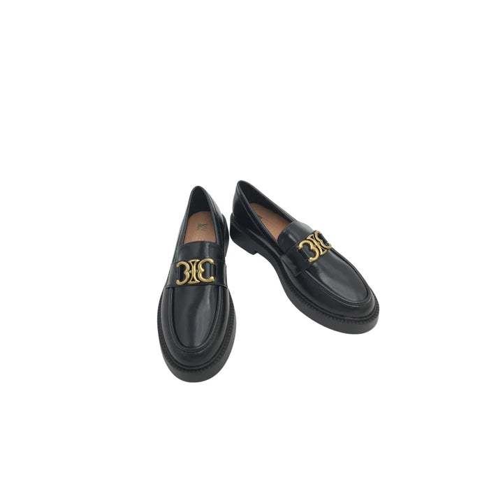 Loafers "Eva" - Schwarz mit Goldenen Akzenten
