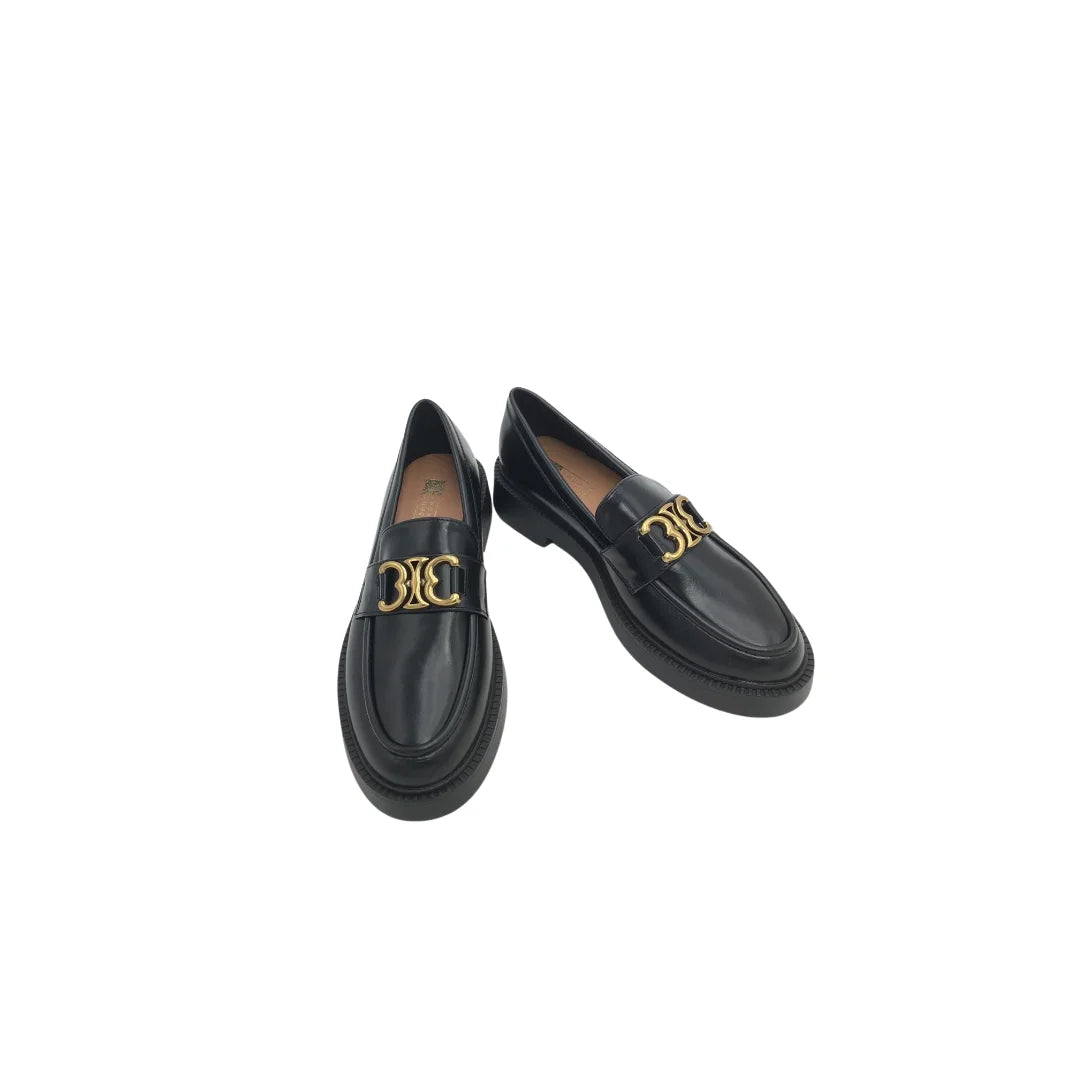 Loafers "Eva" - Schwarz mit Goldenen Akzenten