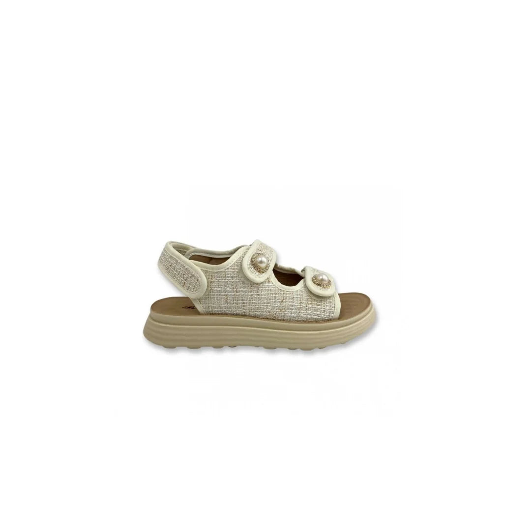 Vintage Sandale "Sarah" - beige und schwarz